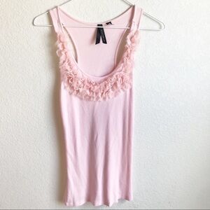 Willi Smith Ribbed Ruffle Neck Tank, M